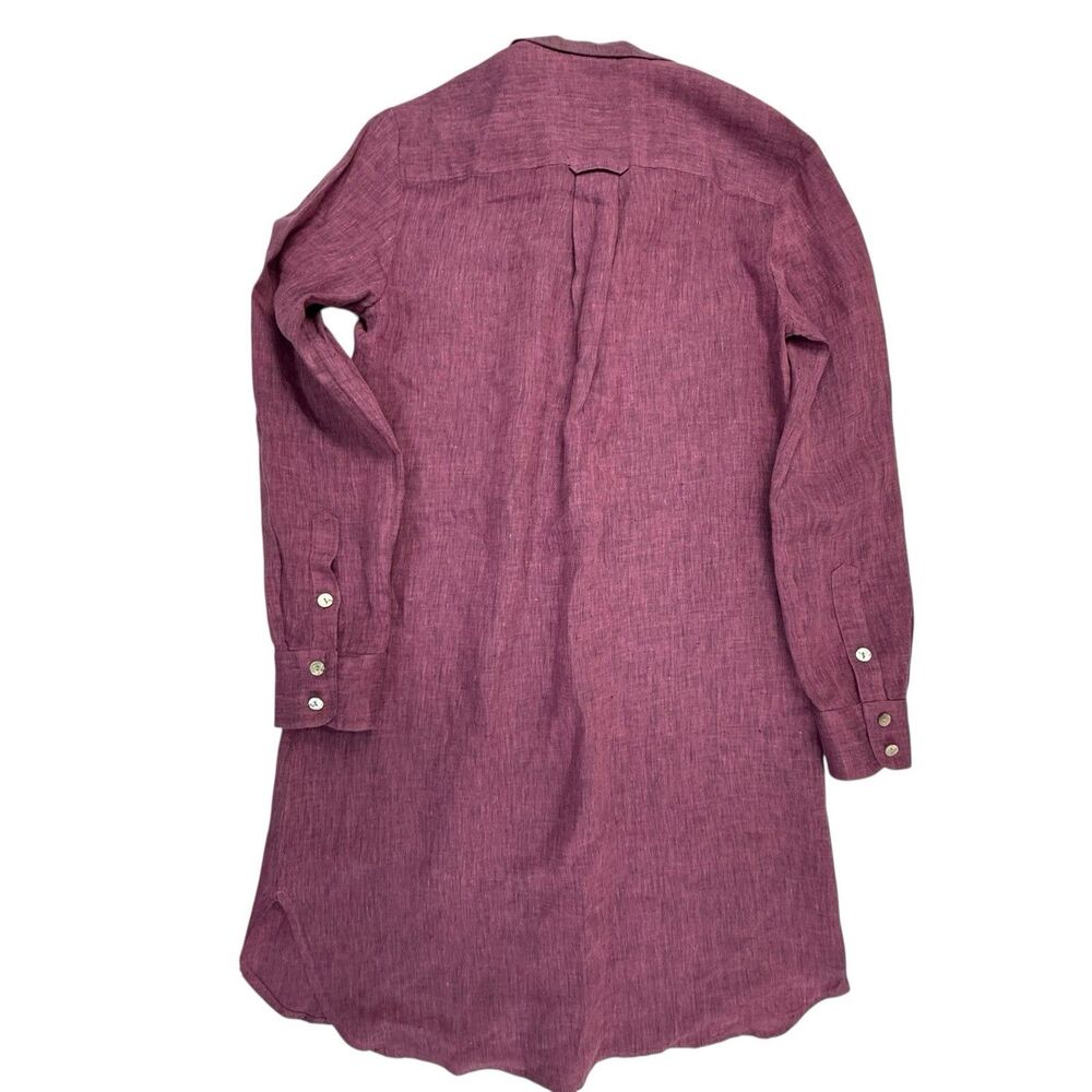 Finley Linen Button Up Shift Shirt Dress Women XS Pink Long Sleeve Preppy USA - Picture 2 of 9